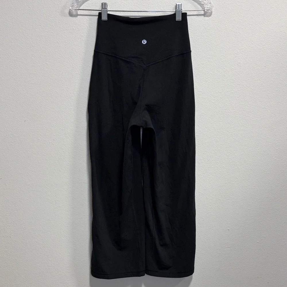 Lululemon Align Wide Leg Crop 23 High Rise Nulu Pants Black Size 2